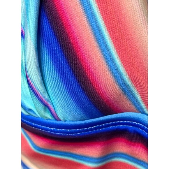 La Blanca Slimming Halter Tankini Top Women’s Size 2 Blue Red Striped - Picture 6 of 13